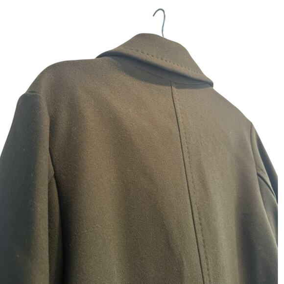 Mango Double Breasted Olive Green Long Wool Coat Small - Picture 10 of 11